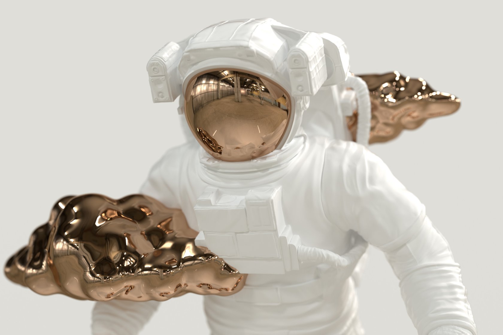 Beyond the Clouds - Sculpture (polished and painted bronze, white ...