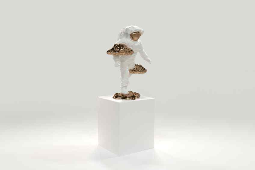 Beyond the Clouds - Sculpture (polished and painted bronze, white), 2021 by Joseph Klibansky