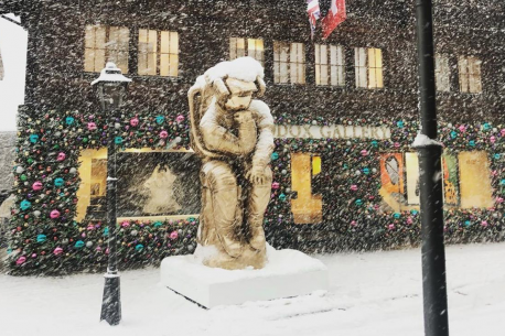 Museum size Bronze “The Thinker” placed in Gstaad, Switzerland