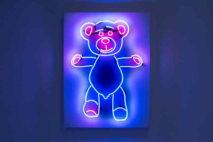Neon Bare Hug (ocean blue, radiant pink), 2020 by Joseph Klibansky