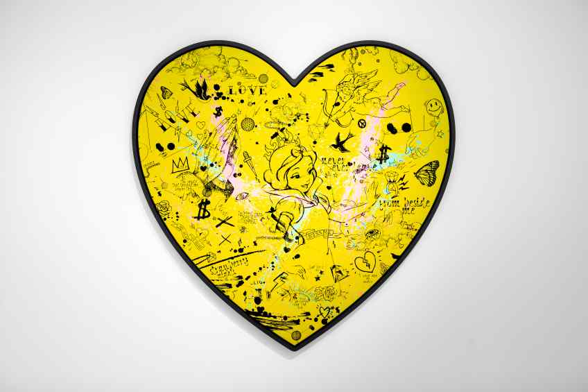 My Heart Is Yours (yellow/black, pink and turquoise splash), 2019 by Joseph Klibansky
