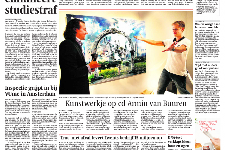 Leidsch Dagblad - Kunstwerk op cd Armin van Buuren door Joseph Klibansky
