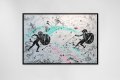 Can We Kiss Forever (silver/black, pastel pink and turquoise splash), 2020 by Joseph Klibansky