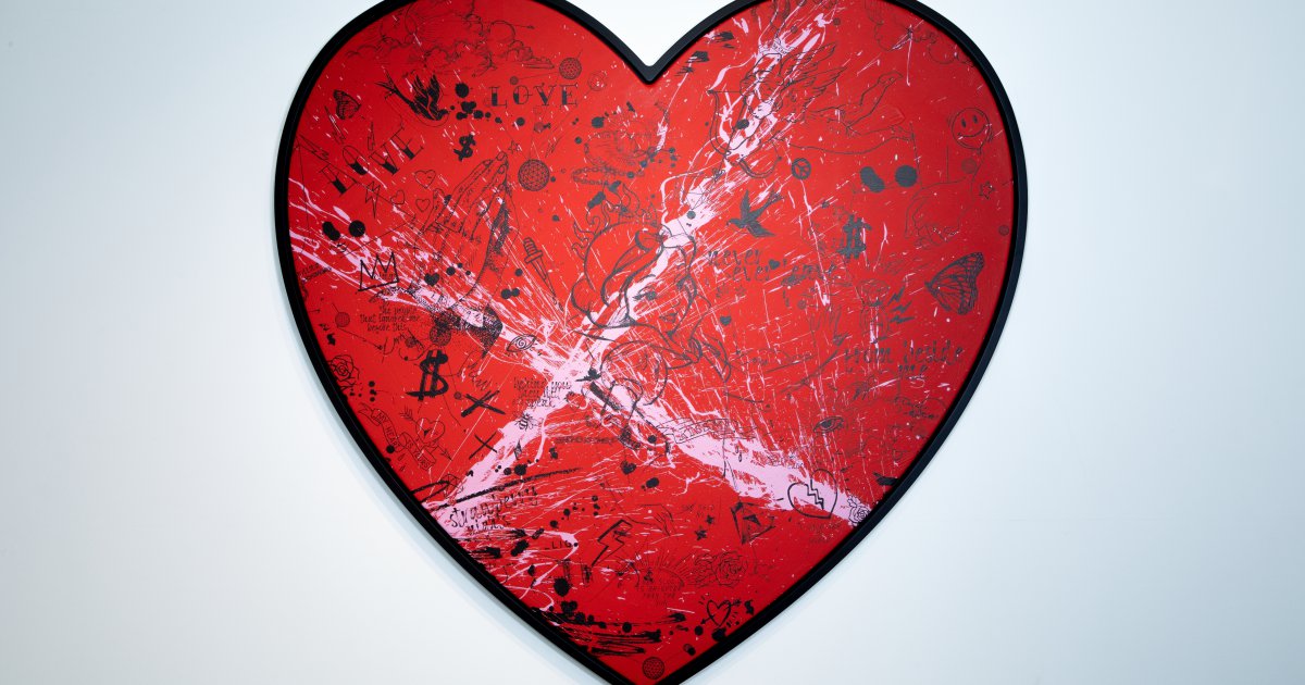 My Heart Is Yours (red/black, pink splash), 2020 | Artworks | Joseph Klibansky