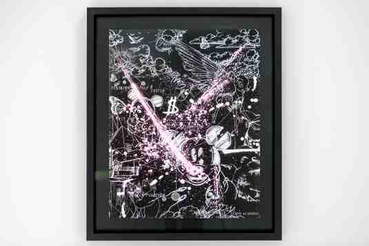 Caught Up In A Dream (edition, black/white, pastel pink splash), 2019 by Joseph Klibansky