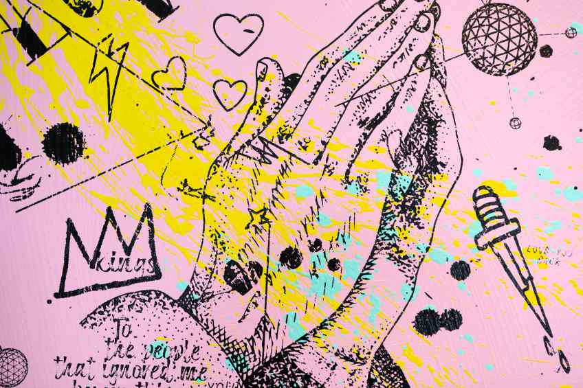 My Heart Is Yours (pink/black, yellow and turquoise splash), 2019 by Joseph Klibansky