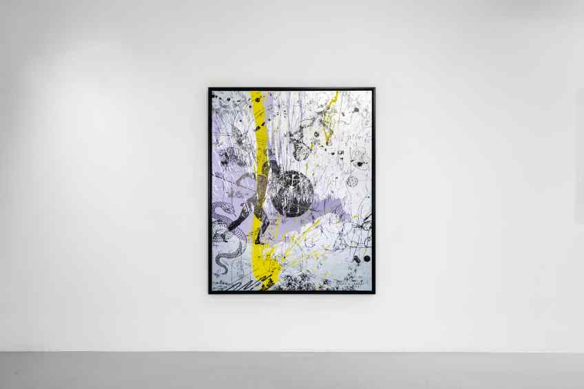 Forever Mine (silver/black, lilac and yellow splash), 2020 by Joseph Klibansky