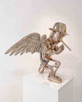 By now you have probably seen some of my IG stories during the creation process  of this sculpture.. I named it “Reflections of an Angel”This is the 4th sculpture in my ongoing series based on the Pinocchio character.Most people think the Pinocchio character is created by Walt Disney,&nbsp; but Disney was actually inspired by a 1883 Italian children’s novel The Adventures of Pinocchio by Carlo Collodi.Pinocchio, a marionette puppet , must earn the right to become a real boy by proving to be truthful, brave and selfless.For my sculpture “Reflections of an Angel” I wanted to expand on this traditional story by adding wings to the character and posing a question to the viewer.. the question is “ if one makes a mistake or isn’t truthful, does one lose it angels wings, or the possibility to become a real boy? “As people we want to be truthful, brave and selfless… but in the process of maturing we tend to experiment and stumble, to get back up and reset.There are obvious boundaries in society .. but there are also areas where there is more margin to make mistakes and come back a better person.. do you still have your wings? #contemporaryart #josephklibansky #sculpture #artoftheday #artbasel #art