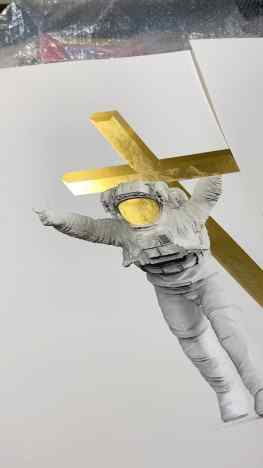 “Leap of Faith” Gold leaf art print , with pearlescent ink on paper , it was a big challenge to make but it turned out beautiful , all signed and numbered in an edition of 150#artprint #limitededitionprints #artcollector