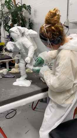 Here you can see the 70cm tall model of my upcoming sculpture “Beyond the clouds” We are sanding this model nice and smooth and will apply paint and gold-leaf to it.This piece will solely be used as a working model to show to art collectors.The actual piece will be made in bronze in an edition of 20 pieces.For info please mail: info@josephklibansky.com