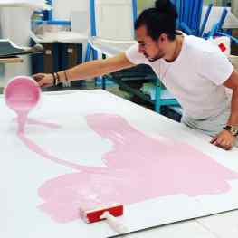 Today…we are going pastel PINK🐽 as base for my new painting! 🐷Whats you feeling!?..#pink #painting #josephklibansky #contemporaryart #art #artwork
