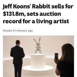 $40.000. 33years ago. Now 131.8 million dollars.. who said artist should be dead to reach these types of prices.Your opinion?...#jeffkoons #art #koons #contemporaryart #artworld #christies