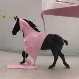 Why would anyone want to pour pink paint on a black horse?...#artvideo #artvideos #art #pink #satisfyingvideos