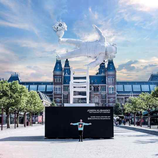 Guys... we are open for photos! 😊
I’m really really pinching myself that my sculpture “Self portrait of a dreamer” is now installed on this mind blowing location in #amsterdam 🙌🏻 thank you to everyone that  takes pictures and shares this moment with me, my family and my ridiculously hard working team.. I love you all!!! ❤️❤️❤️ ps. Everyone that uses the hashtag #josephklibansky amd @josephklibansky  I will try to like all your photos! #selfportraitofadreamer #sculpture #art