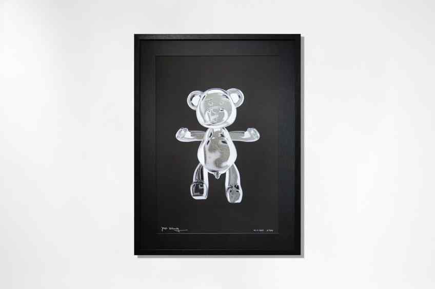 Bare Hug — The Foil Edition (Silver on Black paper), 2024 by Joseph Klibansky