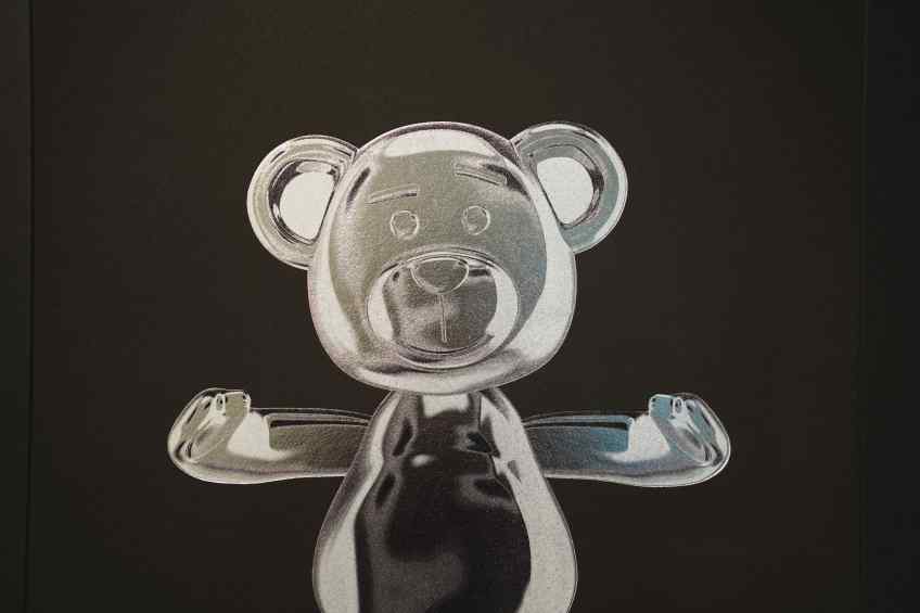 Bare Hug — The Foil Edition (Silver on Black paper), 2024 by Joseph Klibansky