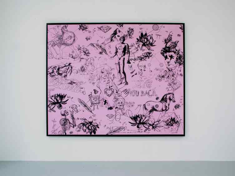 Love You Back (pink/black), 2016 by Joseph Klibansky