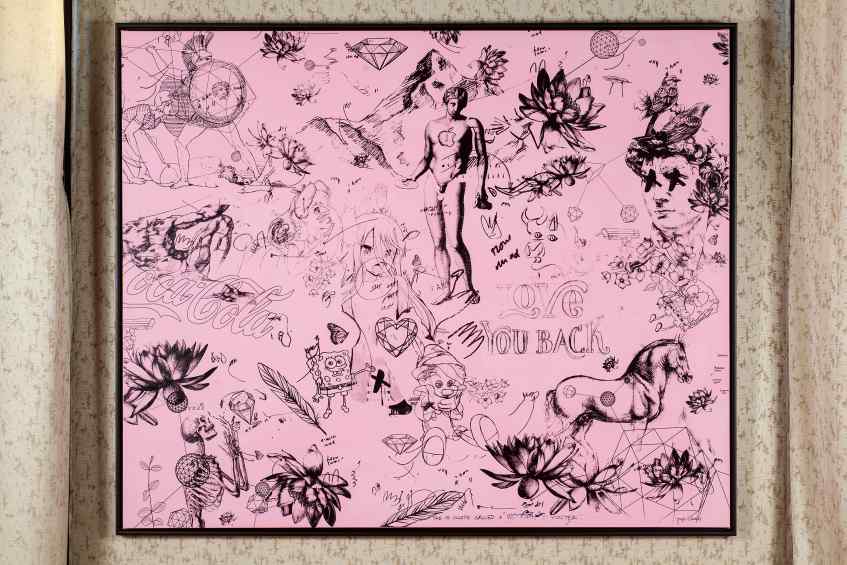 Love You Back (pink/black), 2016 by Joseph Klibansky