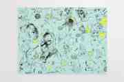 No Church In The Wild (turquoise blue, black, fluorescent yellow), 2016 by Joseph Klibansky
