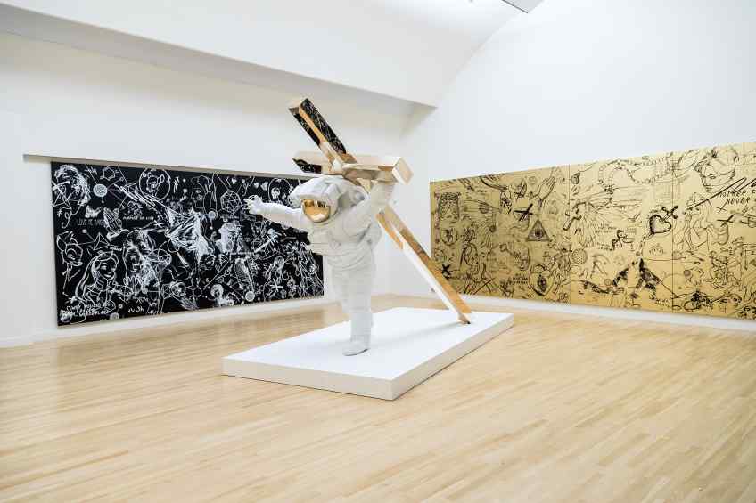 Leap of Faith (painted bronze, white), 2016 by Joseph Klibansky