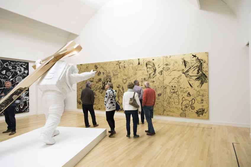 Museum size Leap of Faith, in Museum de Fundatie, Zwolle - Leap of Faith (painted bronze, white), 2016 by Joseph Klibansky