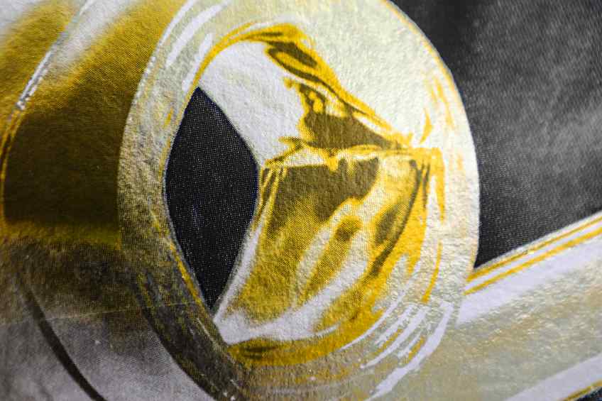 Detail of the whistle of the large Bing Bang screen print - Big Bang (edition, black/gold leaf), 2016 by Joseph Klibansky
