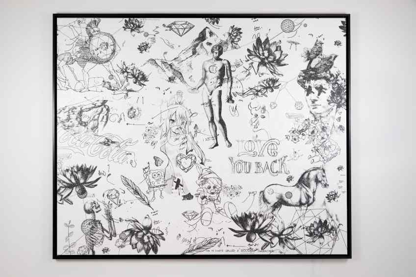 Love You Back (white/black, diamond dust), 2017 by Joseph Klibansky