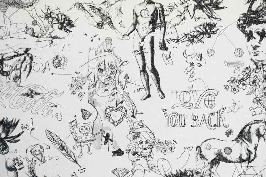 Love You Back (edition, white/black, diamond dust), 2017 by Joseph Klibansky