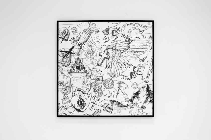 I Love Her Anyway (white/black, diamond dust), 2017 by Joseph Klibansky