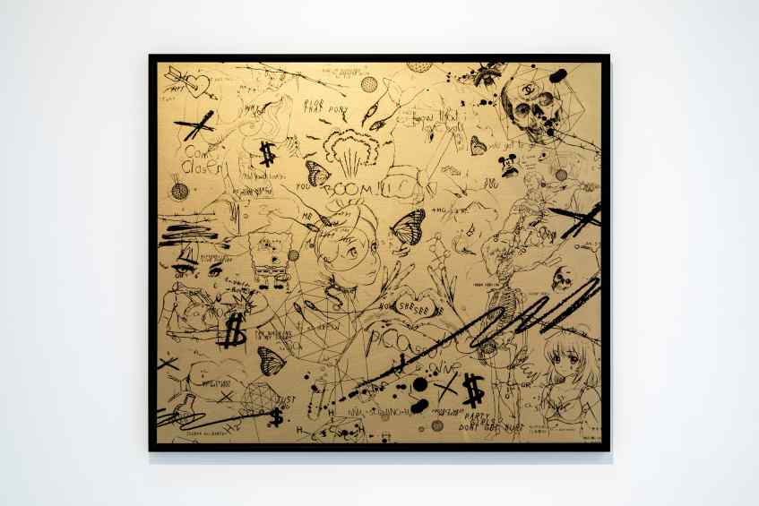 Butterflies Live Forever (gold/black), 2018 by Joseph Klibansky