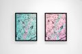 Butterflies Live Forever (small, turquoise blue/pastel pink splash/black), 2018 by Joseph Klibansky