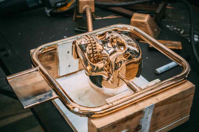 Working on Elements of Immortality in the studio - Element of Immortality (polished bronze), 2018 by Joseph Klibansky