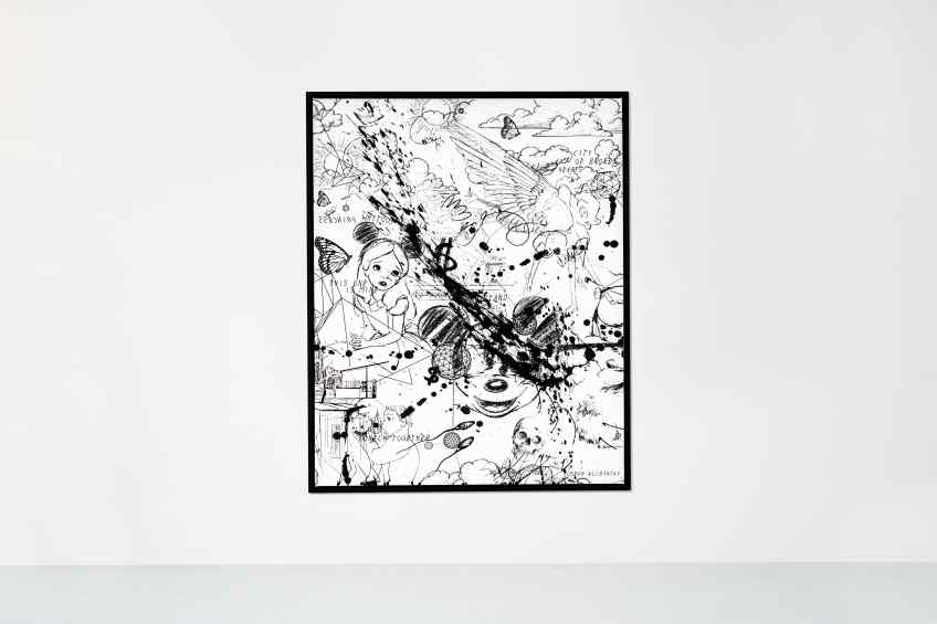 Caught Up In A Dream (white/black, diamond dust), 2018 by Joseph Klibansky