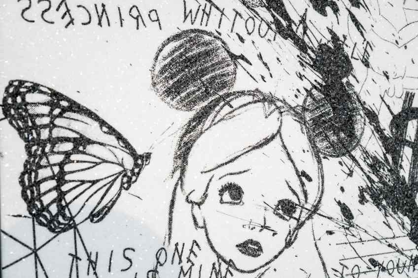Caught Up In A Dream (white/black, diamond dust), 2018 by Joseph Klibansky