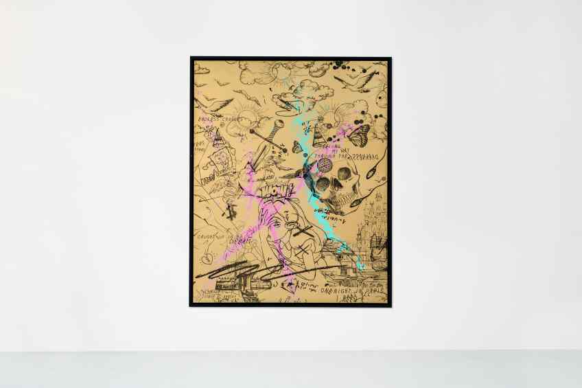 Feeling My Way Through The Darkness (gold/black, pastel pink and turquoise splash), 2018 by Joseph Klibansky