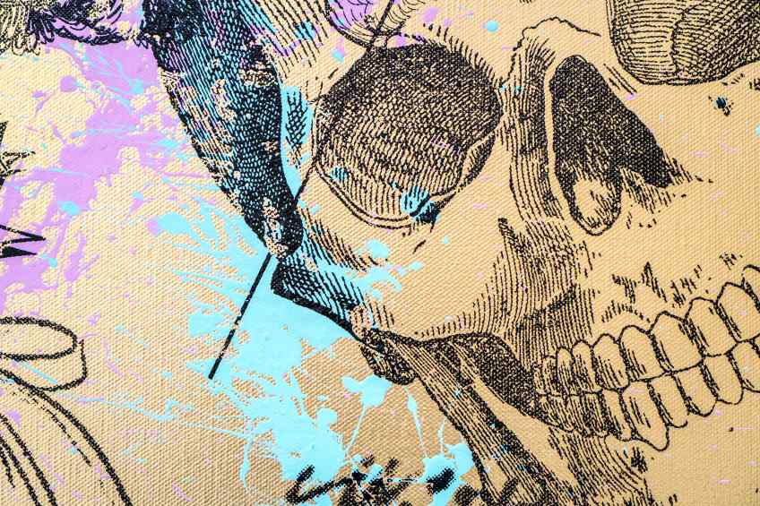 Feeling My Way Through The Darkness (gold/black, pastel pink and turquoise splash), 2018 by Joseph Klibansky