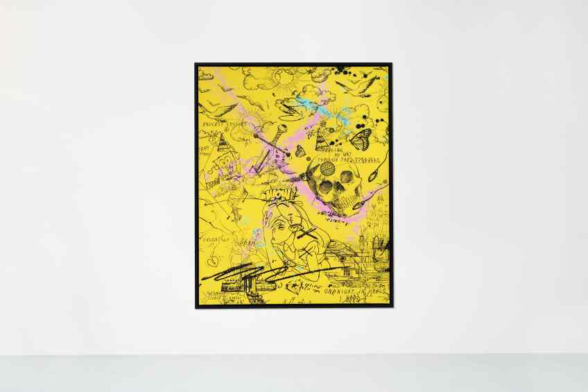 Feeling My Way Through The Darkness (yellow/black, pastel pink and turquoise splash), 2018 by Joseph Klibansky