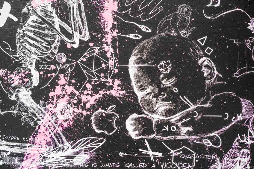 Your Body Is Like A Work Of Art Baby (black/white, pink splash), 2018 by Joseph Klibansky