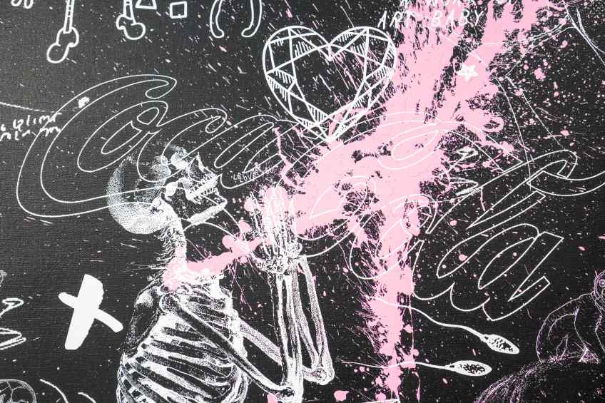 Your Body Is Like A Work Of Art Baby (black/white, pink splash), 2018 by Joseph Klibansky