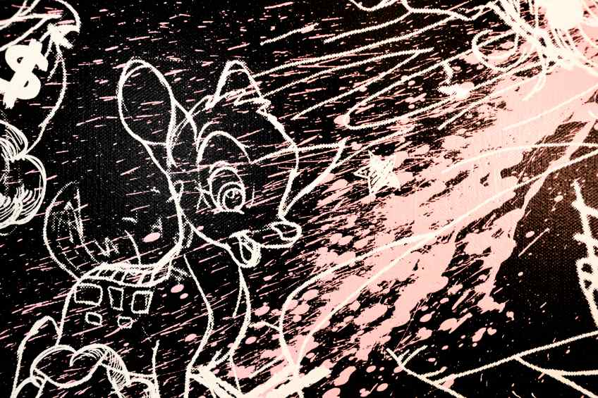 Take Me To Paradise (black/white, pink splash), 2019 by Joseph Klibansky