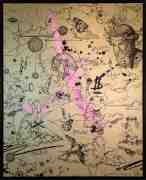Take Me To Paradise (gold/black, pastel pink splash), 2019 by Joseph Klibansky