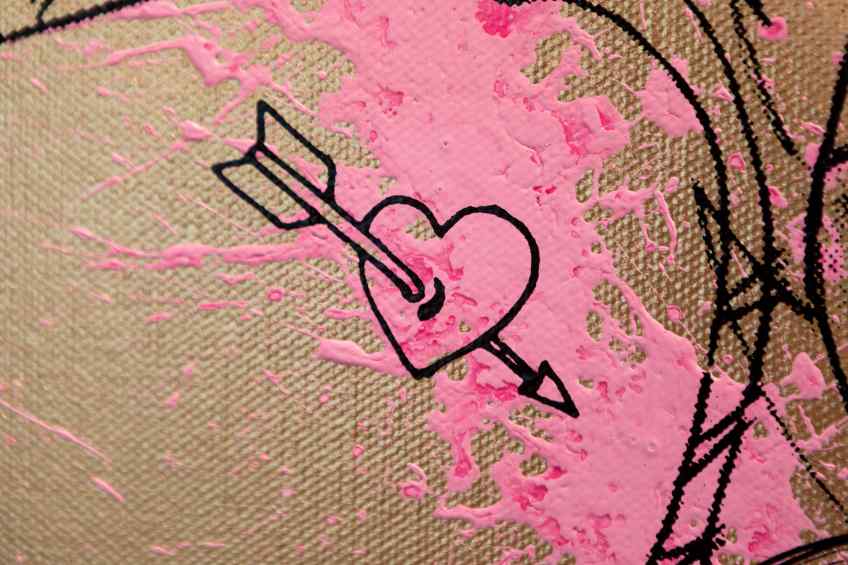 Take Me To Paradise (gold/black, pastel pink splash), 2019 by Joseph Klibansky