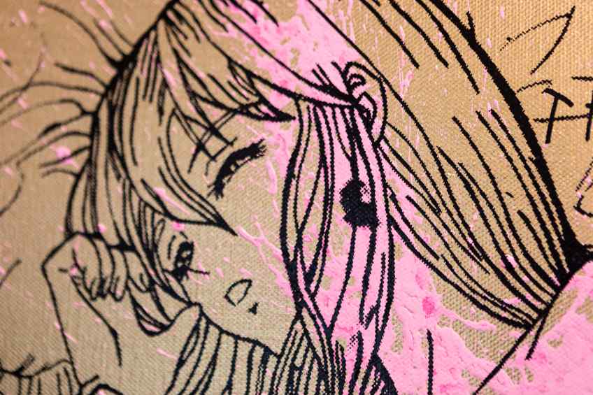 Take Me To Paradise (gold/black, pastel pink splash), 2019 by Joseph Klibansky