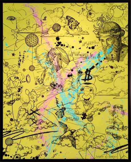 Take Me To Paradise (yellow/black, pink and turquoise splash), 2019 by Joseph Klibansky