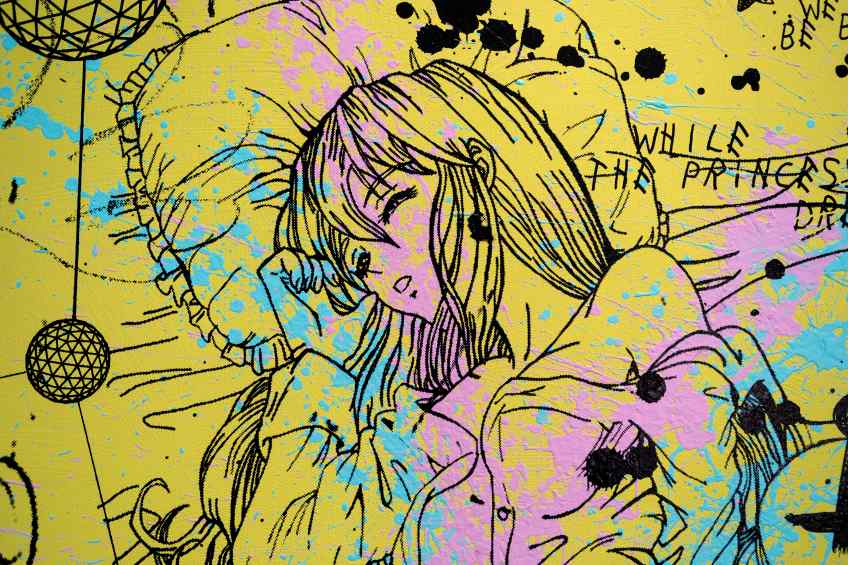 Take Me To Paradise (yellow/black, pink and turquoise splash), 2019 by Joseph Klibansky