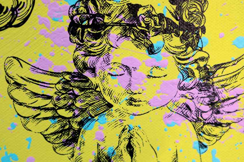 Take Me To Paradise (yellow/black, pink and turquoise splash), 2019 by Joseph Klibansky