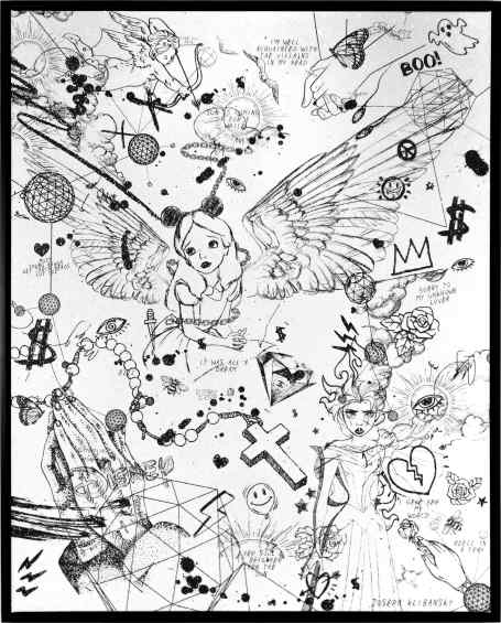 Villains In My Head (white/black, diamond dust), 2019 by Joseph Klibansky