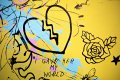 Villains In My Head (yellow/black, pink and turquoise splash), 2019 by Joseph Klibansky