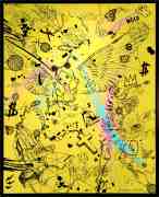 Villains In My Head (yellow/black, pink and turquoise splash), 2019 by Joseph Klibansky