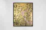 Villains In My Head (gold/black, pastel pink splash), 2019 by Joseph Klibansky